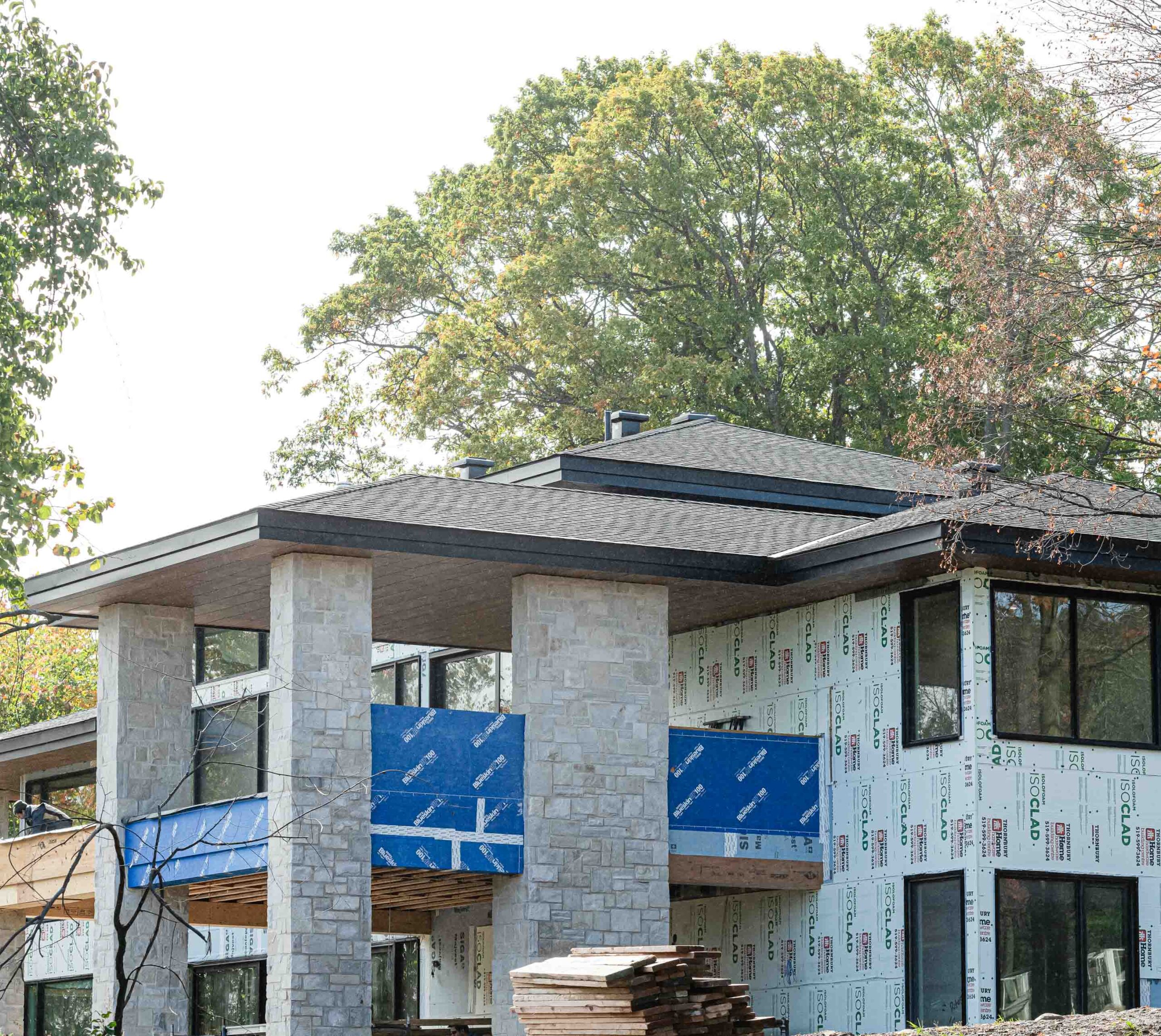 exterior of a contemporary country home currently in construction, build by Blake Farrow Project