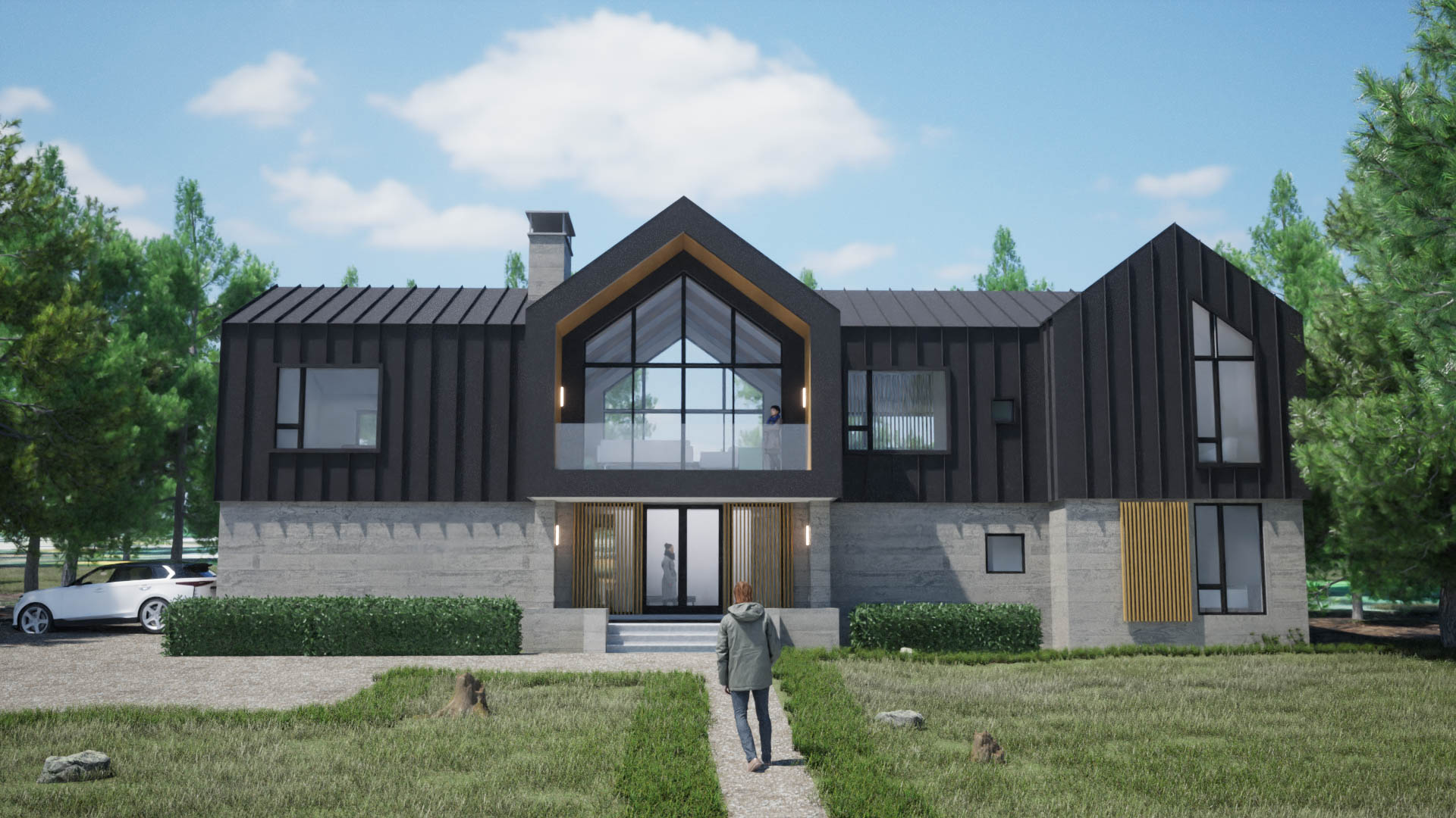 Rendering of a modern family chalet currently being built by Blake Farrow Project Management. Architect ERA