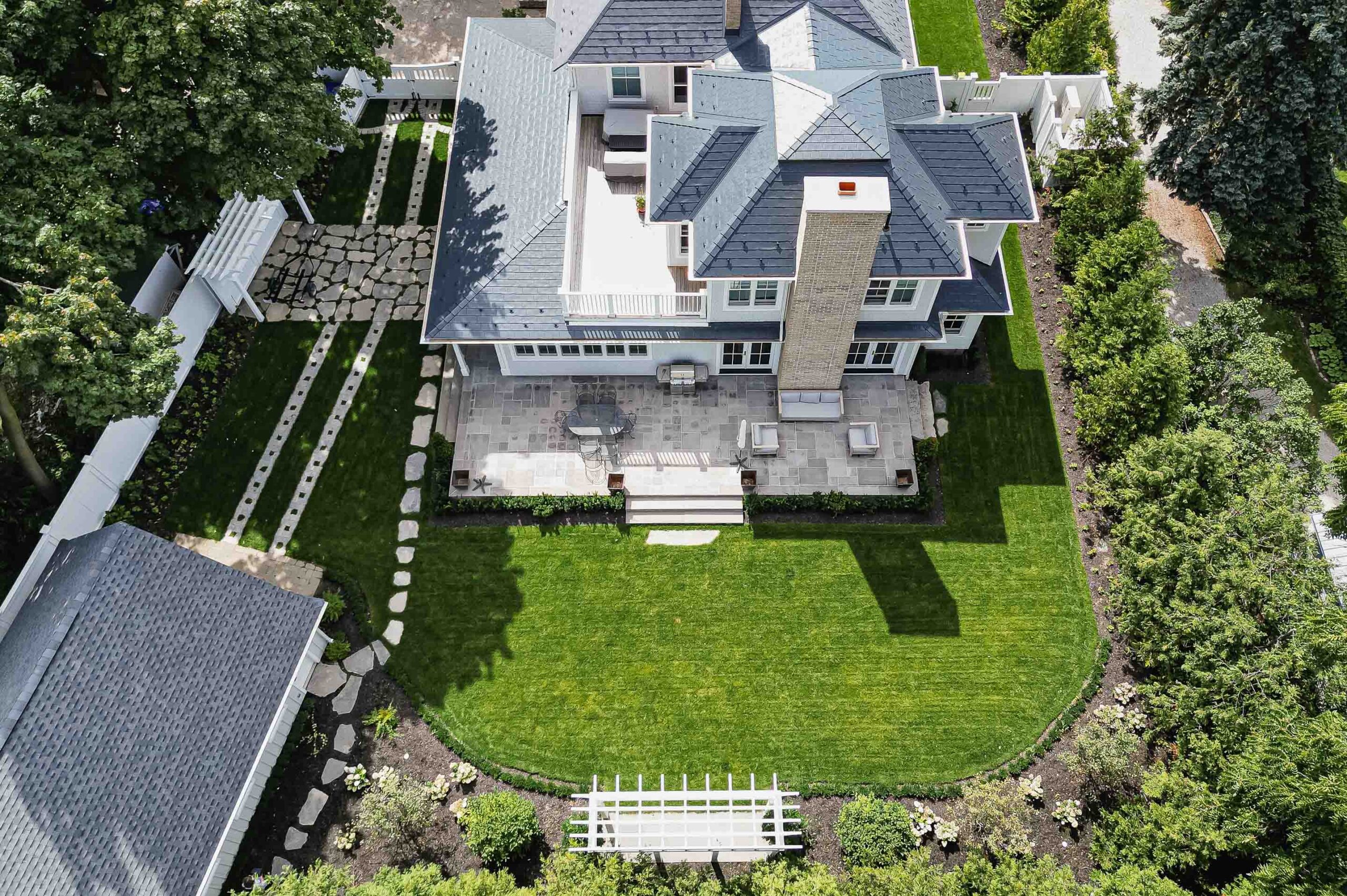 aerial view of the backyard of a Collingwood heritage home renovation project