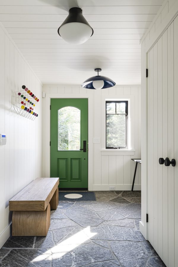 shiplap walls and colourful accents in Blue Mountain chalet