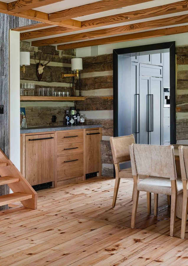 11-262-Chalet Side bar cocktail area of a modernized rustic chalet renovation by Blake Farrow Project, designed by FAD