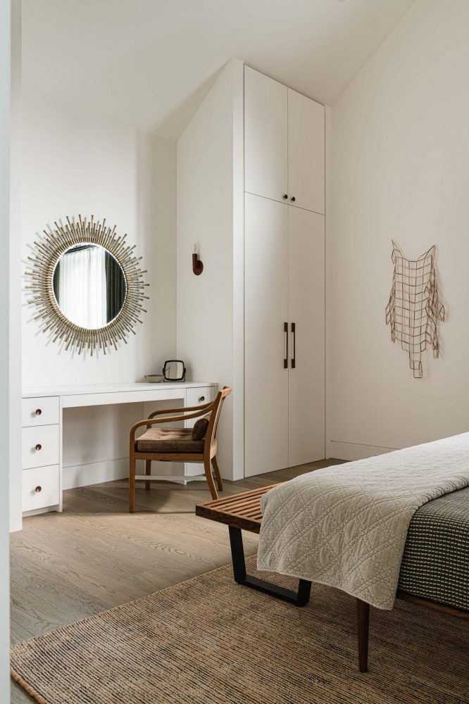 Custo millwork and vanity in a modern alpine chalet bedroom