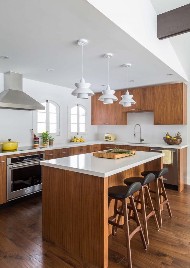 Contemporary kitchen in a swiss-style chalet renovation by Blake Farrow Project