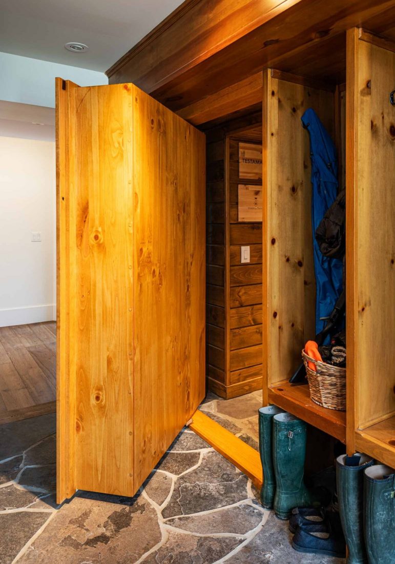 wine door open-website modern forest escape - hidden wine cellar